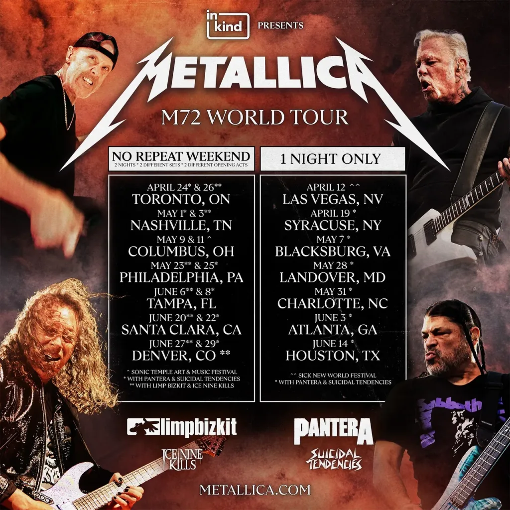 Metallica Extends M72 World Tour Into 2025 With North American Dates