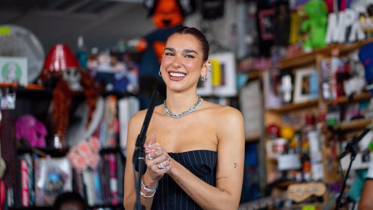 Dua Lipa performs live at NPR’s Tiny Desk Concert, featuring Radical Optimism songs