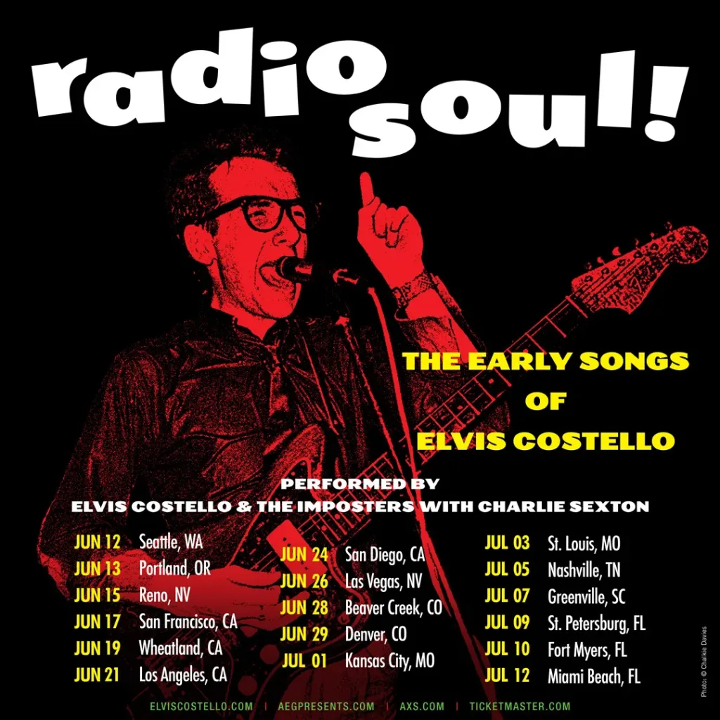 Elvis Costello performing live with The Imposters during the Radio Soul! tour 