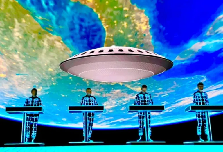 Kraftwerk performing live in their Multimedia Tour for 50 Years of Autobahn celebration