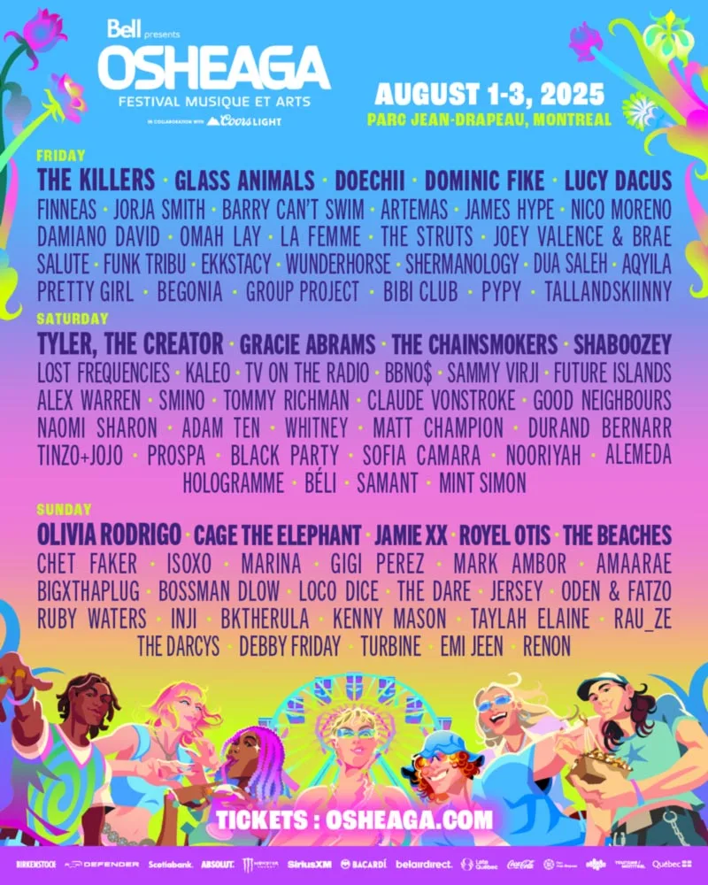 OSHEAGA 2025 lineup featuring The Killers, Tyler, The Creator & Olivia Rodrigo