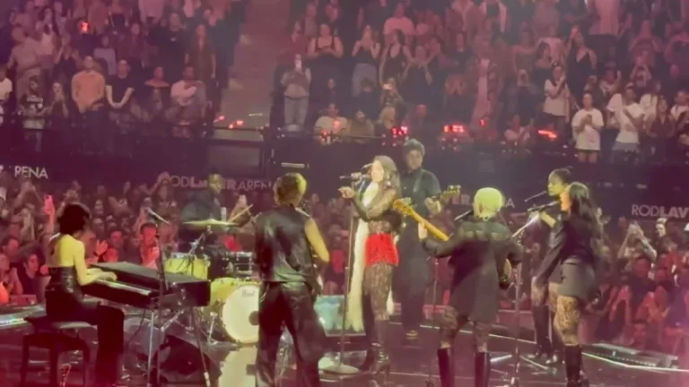 Dua Lipa performing live on stage during the Radical Optimism tour