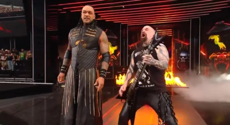 Kerry King performing live at Wrestlemania 41 for Damian Priest’s entrance