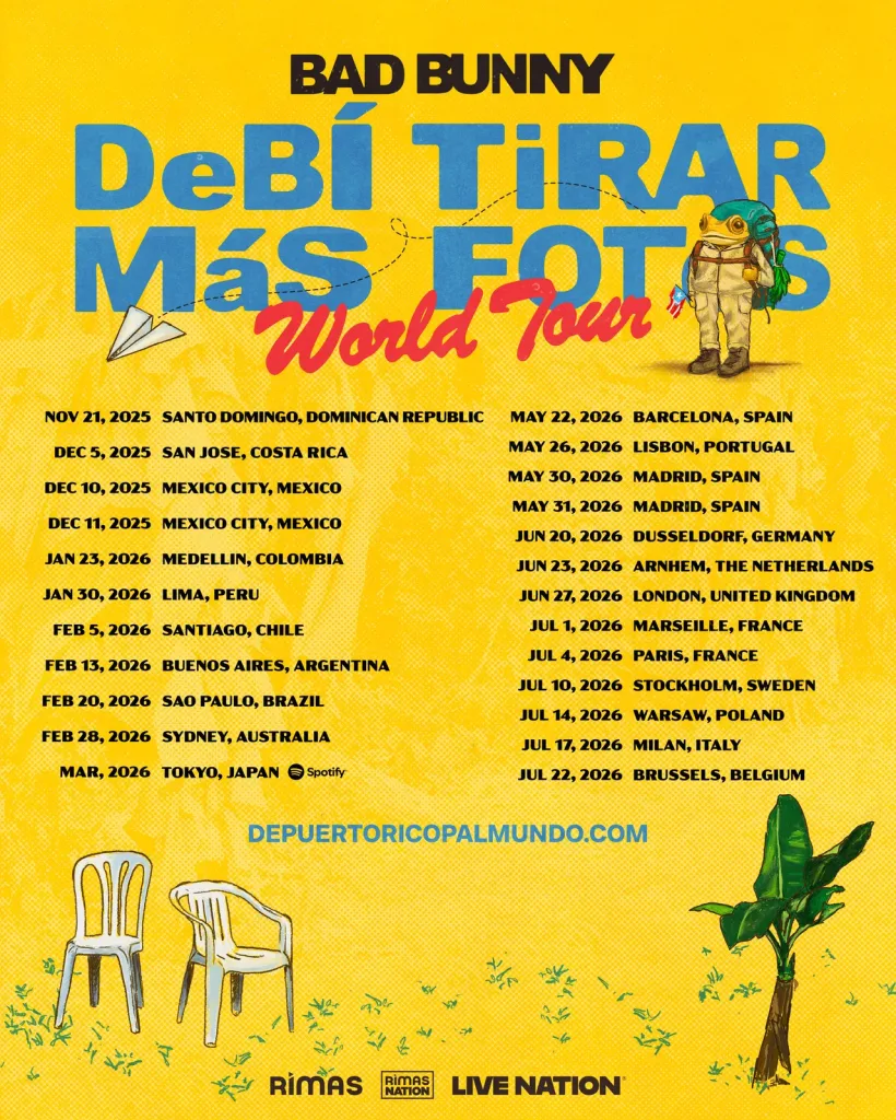 Bad Bunny “Debí Tirar Más Fotos” World Tour Announcement Poster 