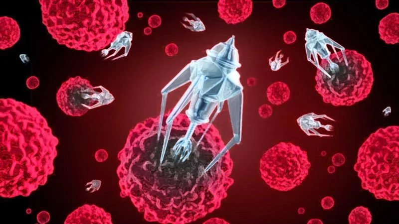 Futuristic nanobots repairing human cells for immortality