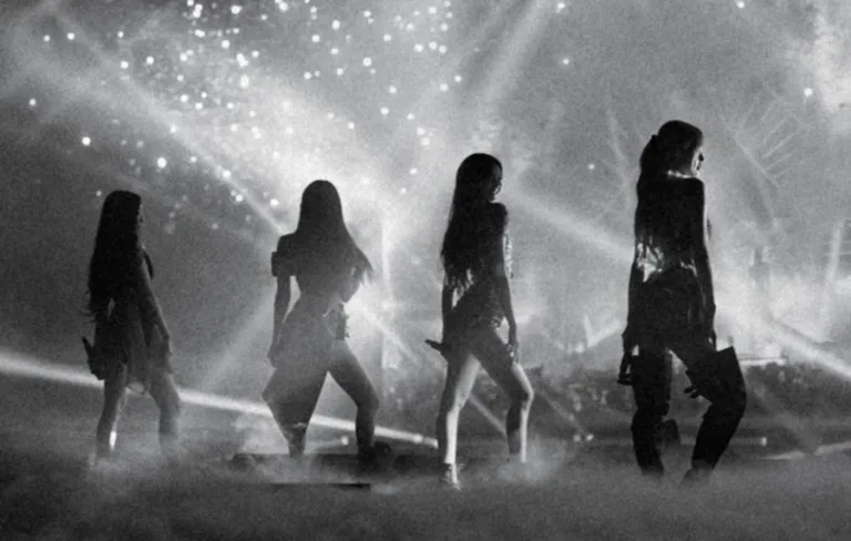 BLACKPINK on stage during DEADLINE World Tour announcement