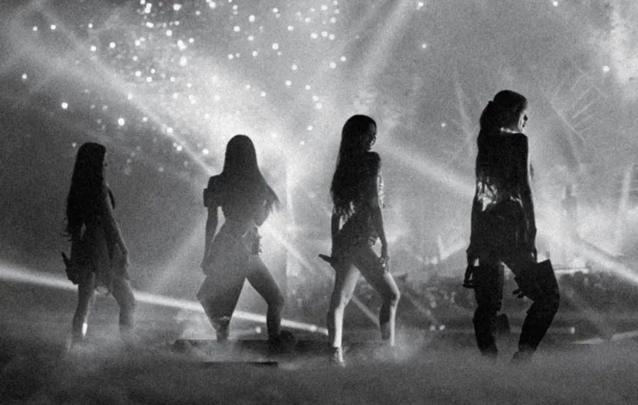 BLACKPINK on stage during DEADLINE World Tour announcement