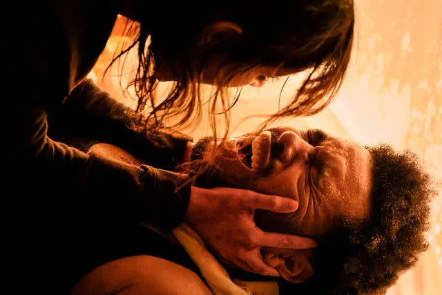 The Weeknd and Jenna Ortega in Hurry Up Tomorrow film poster