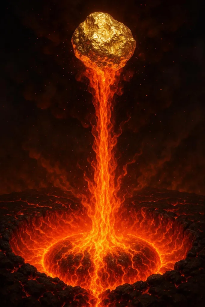 Magma plume carrying gold from Earth's core