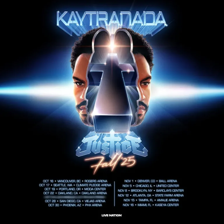 Kaytranada and Justice live 2025 tour poster