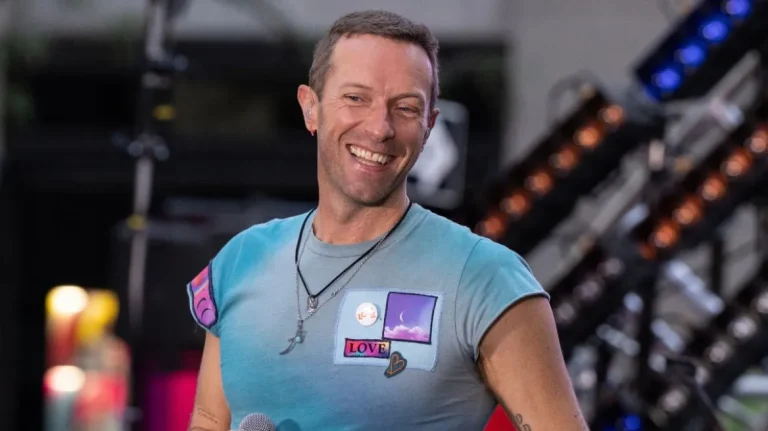 Chris Martin performing during Coldplay’s Music of the Spheres tour