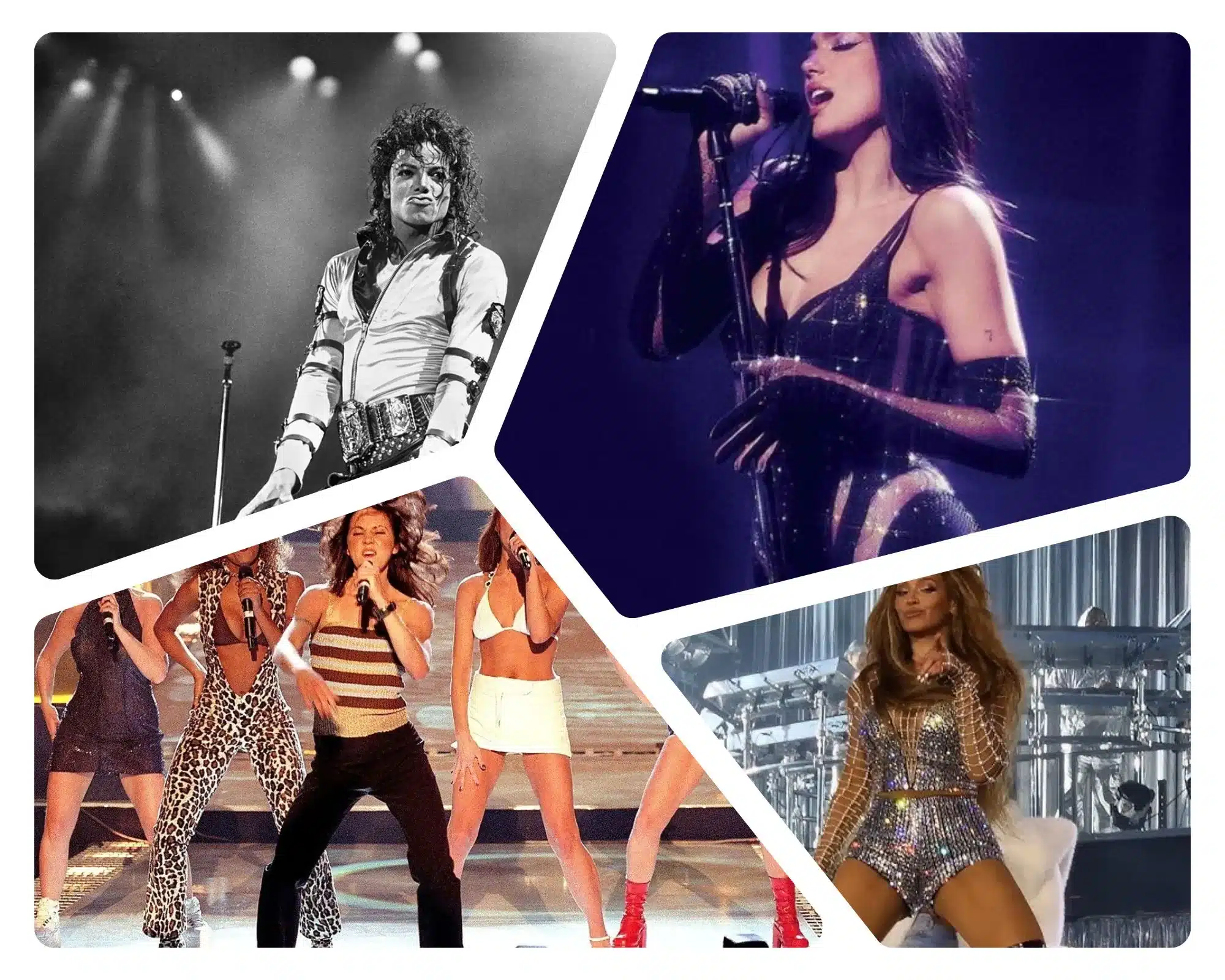 Evolution of pop music from the 1980s to today with iconic artists