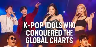 Collage of top K-Pop idols performing on global stages