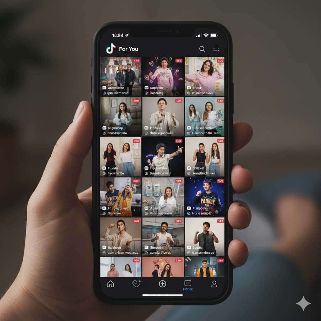 Viral TikTok music clips on a smartphone screen