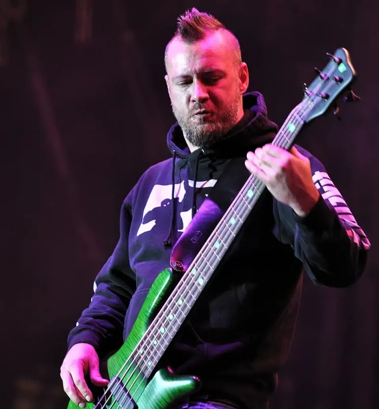 Sam Rivers Limp Bizkit bassist performing live — tribute photo