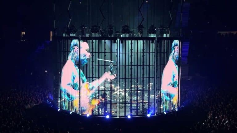Radiohead performing live at Movistar Arena Madrid during their 2025 tour