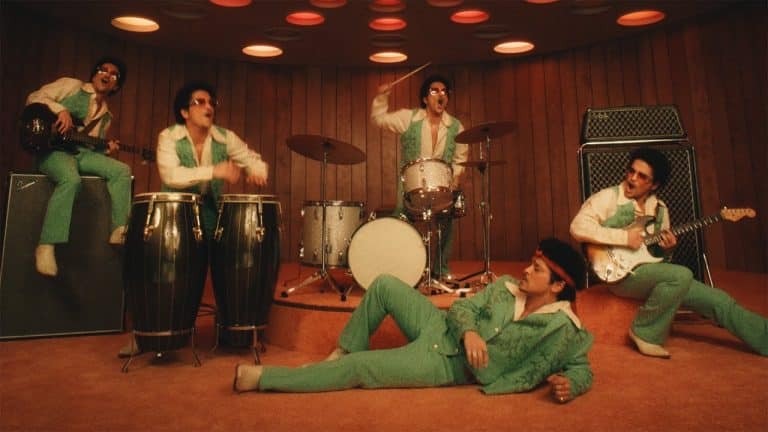 Bruno Mars performing in “I Just Might” video from The Romantic