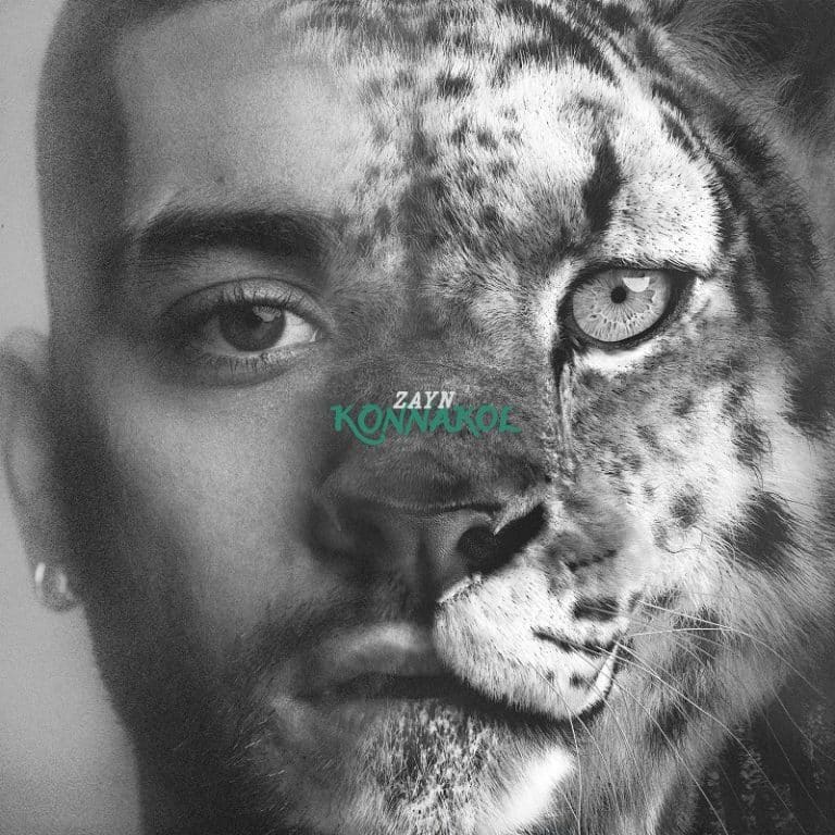 Zayn Malik Konnakol album cover featuring a snow leopard