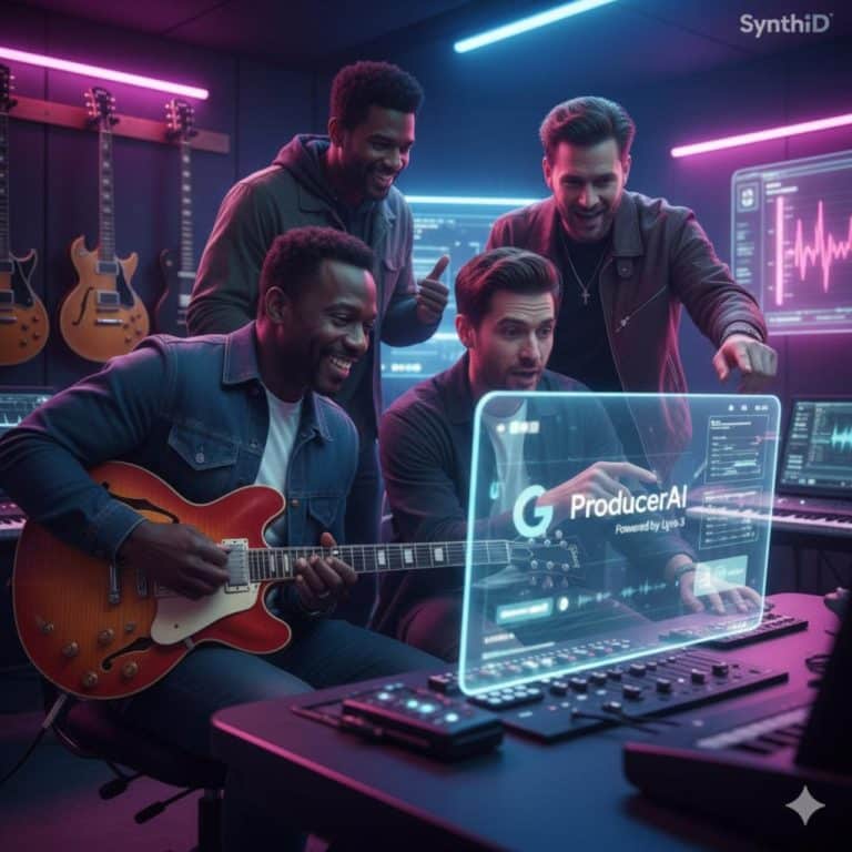 Wyclef Jean and The Chainsmokers collaborating with Google Labs engineers on AI music tools