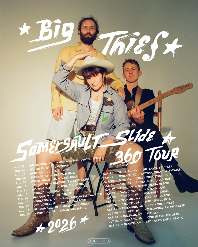 Official tour poster for Big Thief 2026 North American dates and Double Infinity album.