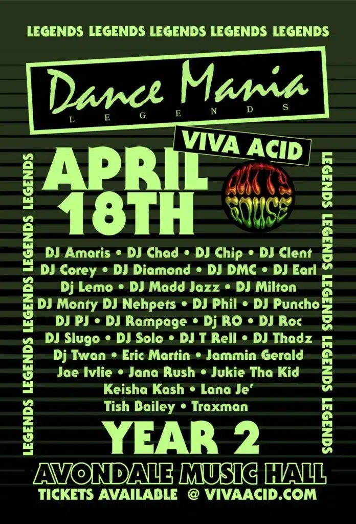 Viva Acid Summit 2026 poster featuring Chicago Juke and Footwork artist lineup.
