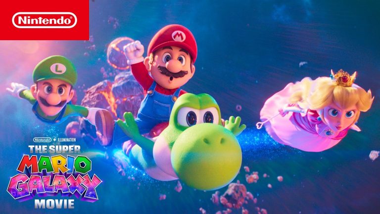 Official trailer still of Mario and Yoshi in The Super Mario Galaxy Movie animated sequel